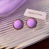 1 Pair Simple Style Oval Alloy Plating Artificial Gemstones Women's Earrings sku image 5