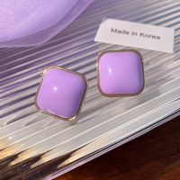 1 Pair Simple Style Oval Alloy Plating Artificial Gemstones Women's Earrings sku image 6