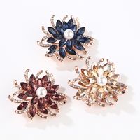 Mode Fleur Alliage Incruster Cristal Strass Perle Femmes Broches main image 1