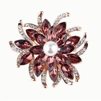 Moda Flor Aleación Embutido Cristal Diamantes De Imitación Perla Mujeres Broches main image 5