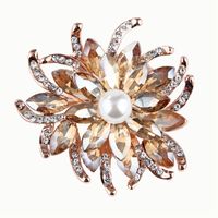 Moda Flor Aleación Embutido Cristal Diamantes De Imitación Perla Mujeres Broches main image 2