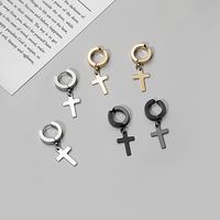 Punk Cross Solid Color Stainless Steel Plating Drop Earrings 1 Pair main image 6