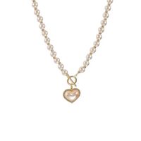 1 Piece Fashion Heart Shape Alloy Resin Beaded Plating Gold Plated Women's Pendant Necklace main image 6