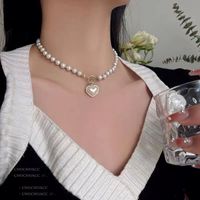 1 Stück Mode Herzform Legierung Harz Perlen Überzug Vergoldet Frau Halskette Mit Anhänger main image 3