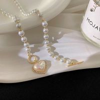 1 Stück Mode Herzform Legierung Harz Perlen Überzug Vergoldet Frau Halskette Mit Anhänger main image 5