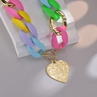 Fashion Heart Shape Stainless Steel Arylic Plating Necklace main image 1