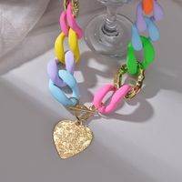 Fashion Heart Shape Stainless Steel Arylic Plating Necklace main image 4