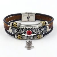 1 Piece Ethnic Style Owl Stainless Steel Alloy Leather Handmade Men's Bracelets main image 4