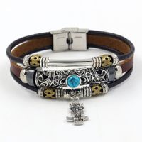 1 Piece Ethnic Style Owl Stainless Steel Alloy Leather Handmade Men's Bracelets main image 5