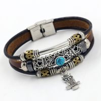 1 Piece Ethnic Style Owl Stainless Steel Alloy Leather Handmade Men's Bracelets main image 3