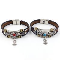 1 Piece Ethnic Style Owl Stainless Steel Alloy Leather Handmade Men's Bracelets main image 2