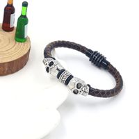 1 Piece Punk Skull Alloy Cowhide String Plating Men's Bracelets main image 3