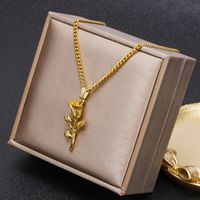 Simple Style Rose Stainless Steel Titanium Steel Plating Pendant Necklace 1 Piece sku image 2