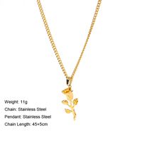 Simple Style Rose Stainless Steel Titanium Steel Plating Pendant Necklace 1 Piece main image 4