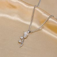 Simple Style Rose Stainless Steel Titanium Steel Plating Pendant Necklace 1 Piece main image 2