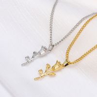 Simple Style Rose Stainless Steel Titanium Steel Plating Pendant Necklace 1 Piece main image 1