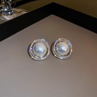 1 Pair Elegant Geometric Plating Inlay Copper Artificial Pearls Rhinestones Drop Earrings sku image 46