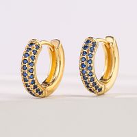 Fashion Round Copper Inlay Zircon Hoop Earrings 1 Pair main image 2