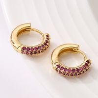 Fashion Round Copper Inlay Zircon Hoop Earrings 1 Pair main image 3