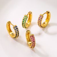 Fashion Round Copper Inlay Zircon Hoop Earrings 1 Pair main image 1
