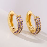 Fashion Round Copper Inlay Zircon Hoop Earrings 1 Pair main image 4