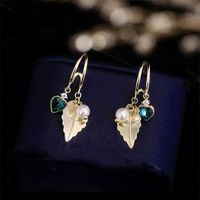 Retro Heart Shape Bow Knot Copper Inlay Zircon Drop Earrings 1 Pair sku image 35