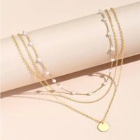 Vacation Round Gold Plated Silver Plated Alloy Plastic Wholesale Layered Necklaces main image 5