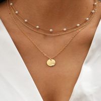 Vacation Round Gold Plated Silver Plated Alloy Plastic Wholesale Layered Necklaces sku image 1