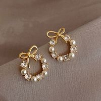 1 Pair Retro Letter Copper Inlay Artificial Pearls Drop Earrings sku image 11