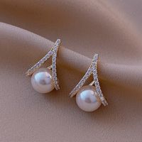 1 Pair Retro Letter Copper Inlay Artificial Pearls Drop Earrings sku image 12