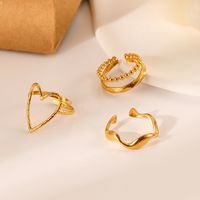 Fashion Heart Shape Stainless Steel Plating Open Ring main image 3