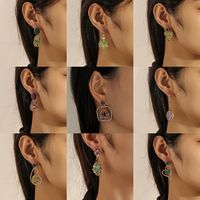 1 Pair Fashion Irregular Heart Shape Alloy Inlay Gravel Women's Drop Earrings main image 5