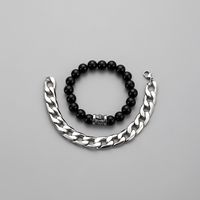 Punk Geometric Stainless Steel Alloy Glass Chain Men's Bracelets main image 3