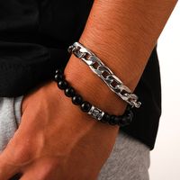Punk Geometric Stainless Steel Alloy Glass Chain Men's Bracelets main image 6