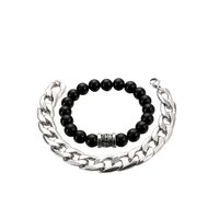 Punk Geometric Stainless Steel Alloy Glass Chain Men's Bracelets main image 2