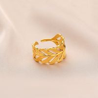 Simple Style Leaf Heart Shape Feather Stainless Steel Hollow Out Rings 1 Piece sku image 7