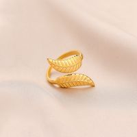 Simple Style Leaf Heart Shape Feather Stainless Steel Hollow Out Rings 1 Piece sku image 3