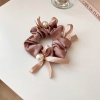 Fashion Solid Color Cloth Pleated Inlay Pearl Hair Tie 1 Piece sku image 6