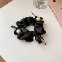 Fashion Solid Color Cloth Pleated Inlay Pearl Hair Tie 1 Piece sku image 4