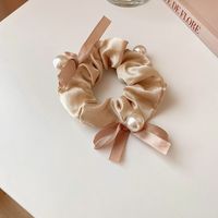 Fashion Solid Color Cloth Pleated Inlay Pearl Hair Tie 1 Piece sku image 5