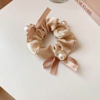 Fashion Solid Color Cloth Pleated Inlay Pearl Hair Tie 1 Piece sku image 8