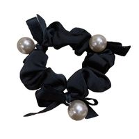 Fashion Solid Color Cloth Pleated Inlay Pearl Hair Tie 1 Piece main image 3