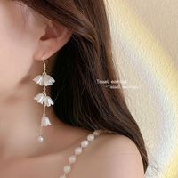 1 Pair Sweet Flower Bow Knot Alloy Beaded Inlay Rhinestones Pearl Women's Drop Earrings main image 4