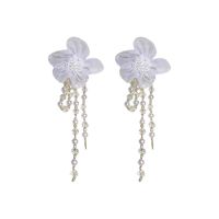 1 Pair Sweet Flower Bow Knot Alloy Beaded Inlay Rhinestones Pearl Women's Drop Earrings main image 2