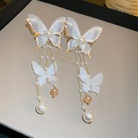 1 Pair Sweet Flower Bow Knot Alloy Beaded Inlay Rhinestones Pearl Women's Drop Earrings sku image 16