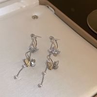 1 Pair Sweet Flower Bow Knot Alloy Beaded Inlay Rhinestones Pearl Women's Drop Earrings sku image 20