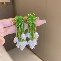 1 Pair Sweet Flower Bow Knot Alloy Beaded Inlay Rhinestones Pearl Women's Drop Earrings sku image 18