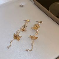 1 Pair Sweet Flower Bow Knot Alloy Beaded Inlay Rhinestones Pearl Women's Drop Earrings sku image 19