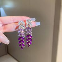 1 Pair Glam Luxurious Lady Flower Butterfly Copper Inlay Zircon Drop Earrings sku image 6