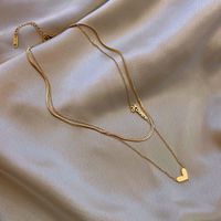 Elegant Heart Shape Titanium Steel Plating Layered Necklaces main image 2